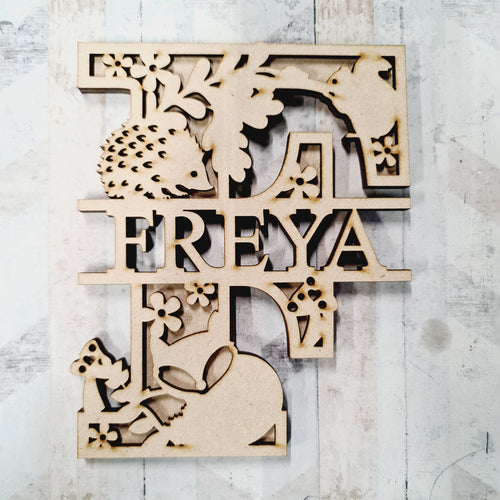 SL030 - English Forest Animal Themed Split Layered Personalised Letter - Olifantjie - Wooden - MDF - Lasercut - Blank - Craft - Kit - Mixed Media - UK