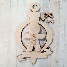 CH023 - MDF Ginger Bread Bauble with Banner - Olifantjie - Wooden - MDF - Lasercut - Blank - Craft - Kit - Mixed Media - UK