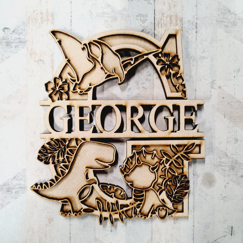 SL096 - Doodle Letter - Dinosaurs Themed Split Layered Wooden Personalised Letter - Olifantjie - Wooden - MDF - Lasercut - Blank - Craft - Kit - Mixed Media - UK