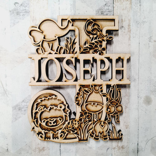 SL098 - Doodle Letter - Jungle Themed Split Layered Wooden Personalised Letter - Olifantjie - Wooden - MDF - Lasercut - Blank - Craft - Kit - Mixed Media - UK