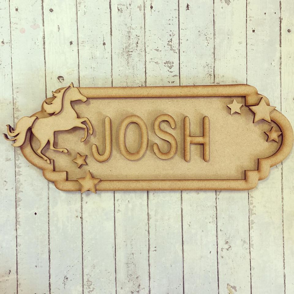 SS027 - MDF Horse Theme Personalised Street Sign - Small (6 letters) - Olifantjie - Wooden - MDF - Lasercut - Blank - Craft - Kit - Mixed Media - UK