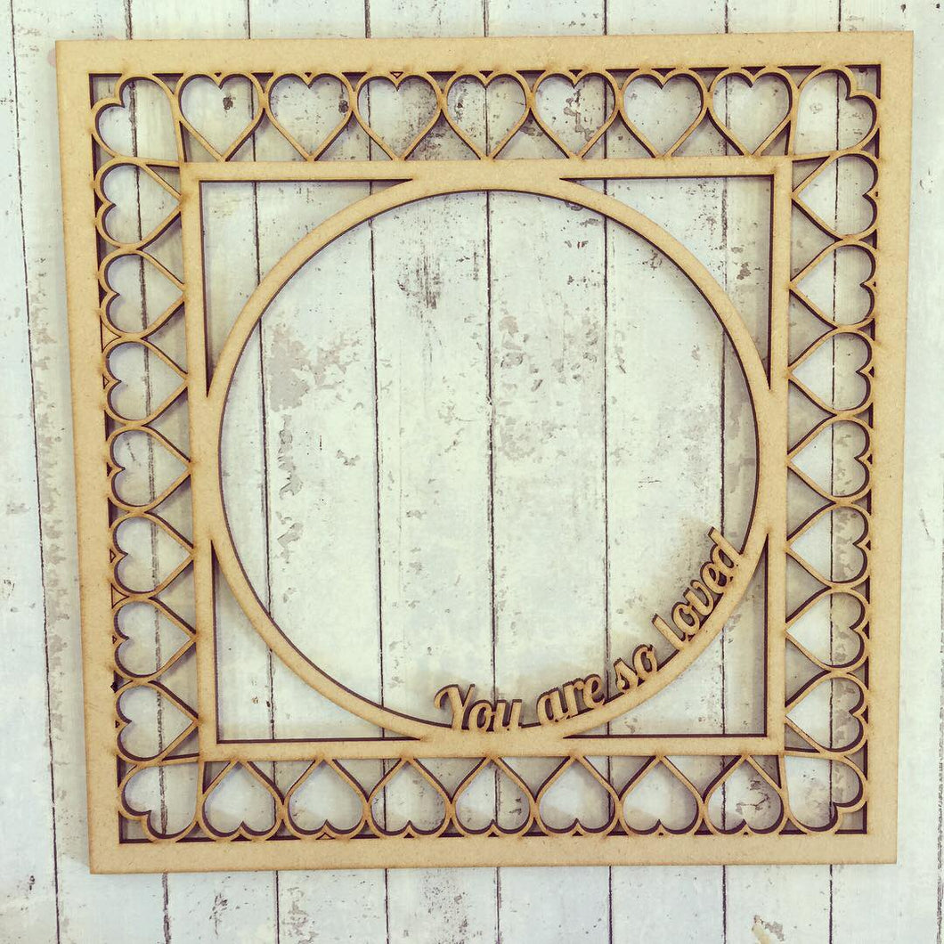 OL098 - MDF Heart and Circle Box Frame Insert - Optional Backing - Olifantjie - Wooden - MDF - Lasercut - Blank - Craft - Kit - Mixed Media - UK