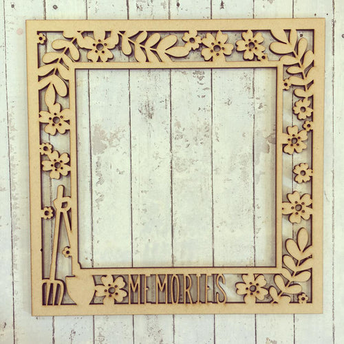 OL081 - MDF Floral Gardening Theme Frame Insert - Optional Backing - Olifantjie - Wooden - MDF - Lasercut - Blank - Craft - Kit - Mixed Media - UK