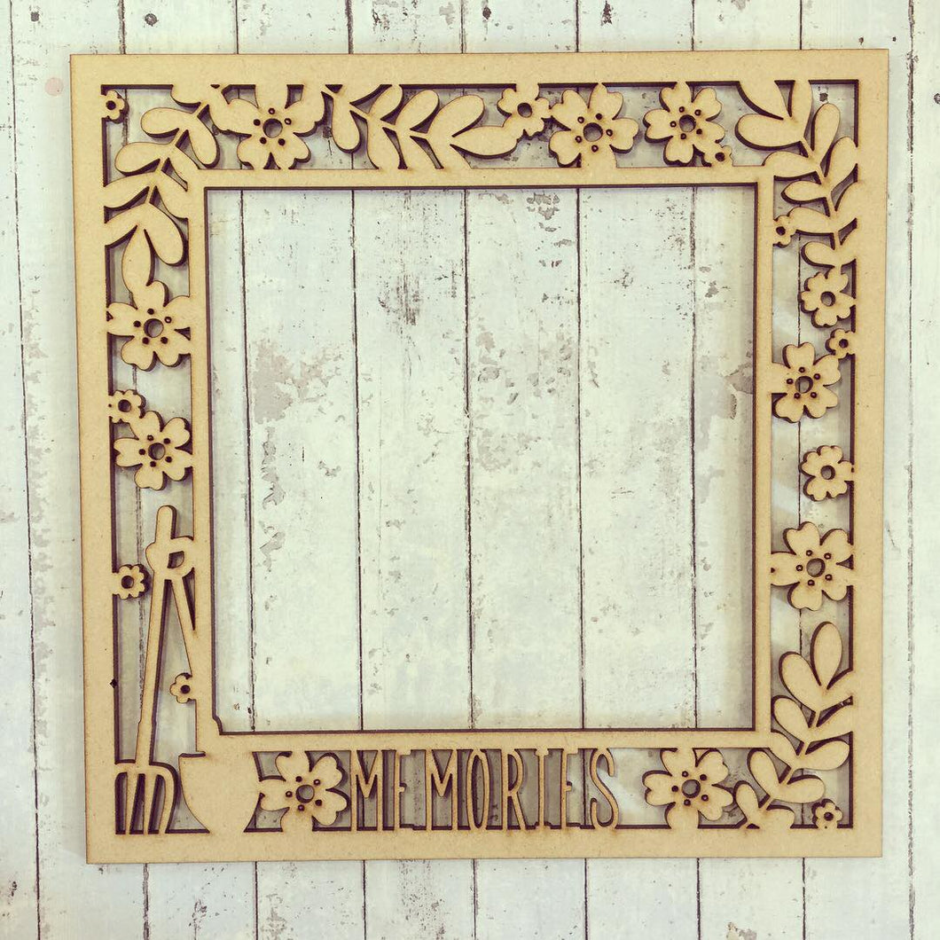 OL081 - MDF Floral Gardening Theme Frame Insert - Optional Backing - Olifantjie - Wooden - MDF - Lasercut - Blank - Craft - Kit - Mixed Media - UK