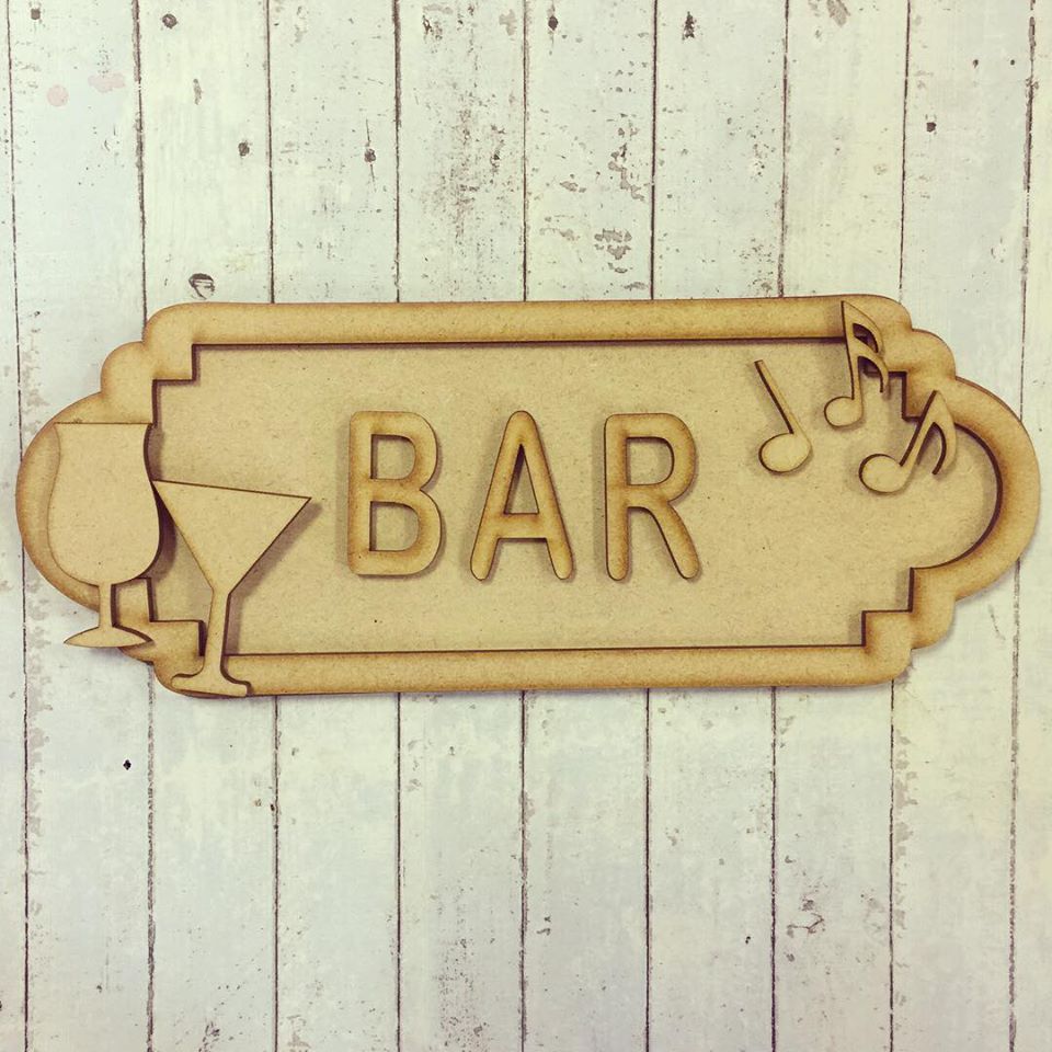 SS034 - MDF Cocktail Theme Personalised Street Sign - Small (6 letters) - Olifantjie - Wooden - MDF - Lasercut - Blank - Craft - Kit - Mixed Media - UK