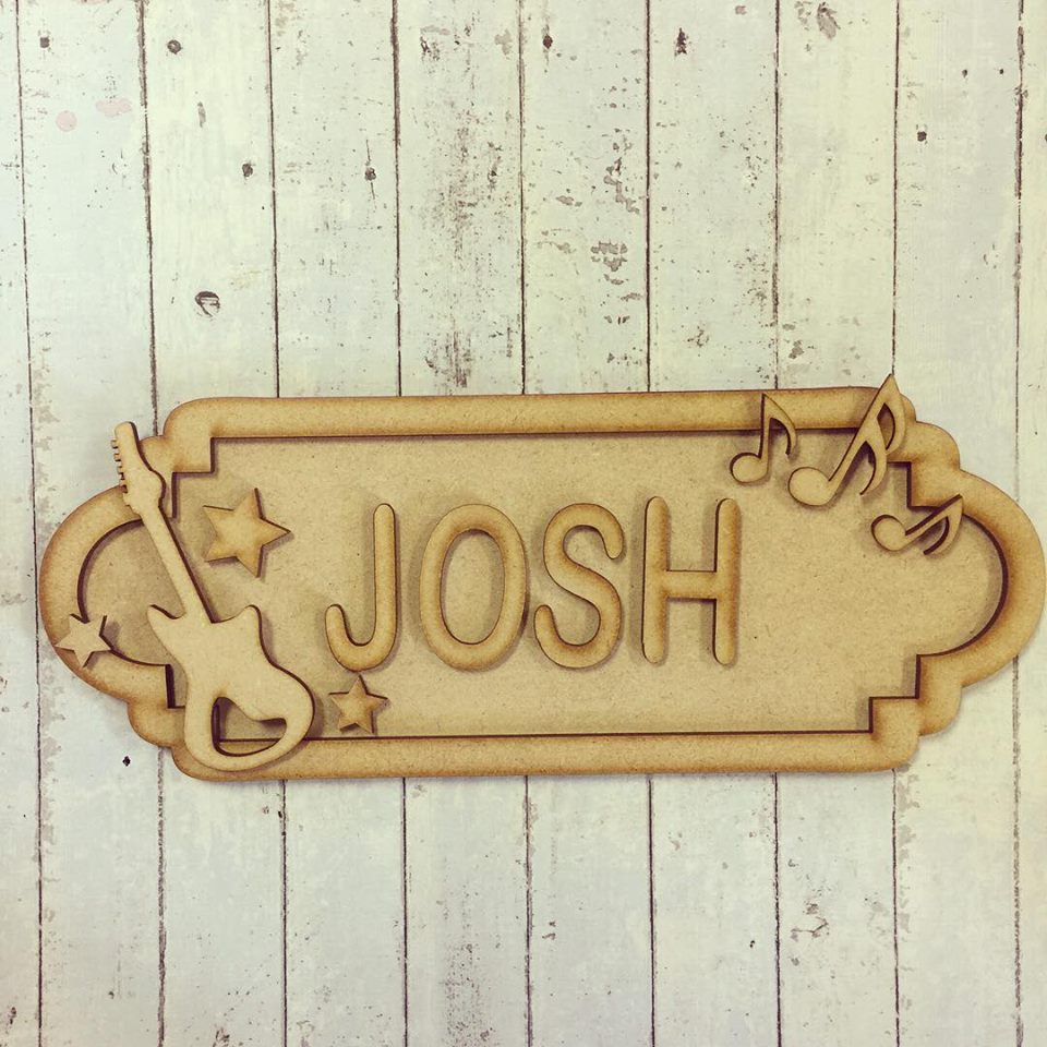 SS030 - MDF Guitar Theme Personalised Street Sign - Small (6 letters) - Olifantjie - Wooden - MDF - Lasercut - Blank - Craft - Kit - Mixed Media - UK