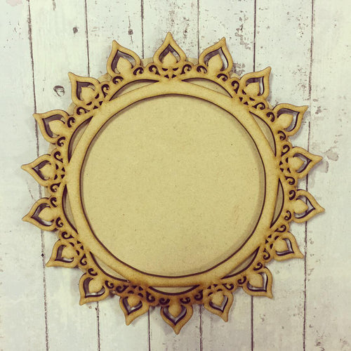 FR004 - MDF Mandala Frame with Backing - Olifantjie - Wooden - MDF - Lasercut - Blank - Craft - Kit - Mixed Media - UK