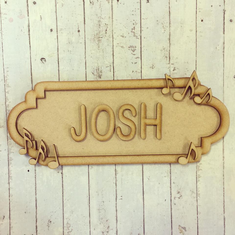 SS031 - MDF Music Theme Personalised Street Sign - Small (6 letters) - Olifantjie - Wooden - MDF - Lasercut - Blank - Craft - Kit - Mixed Media - UK