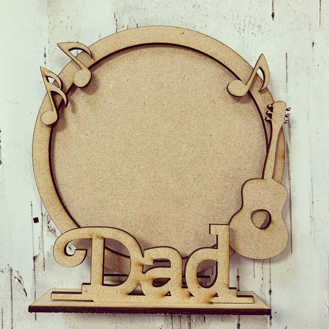 CF003 - MDF Acoustic Guitar Themed Personalised Freestanding Circular Photo Frame - Olifantjie - Wooden - MDF - Lasercut - Blank - Craft - Kit - Mixed Media - UK