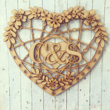 HH003 - MDF Pretty Petal Hanging Heart Dream Catcher - with Optional Hole(s) - Olifantjie - Wooden - MDF - Lasercut - Blank - Craft - Kit - Mixed Media - UK