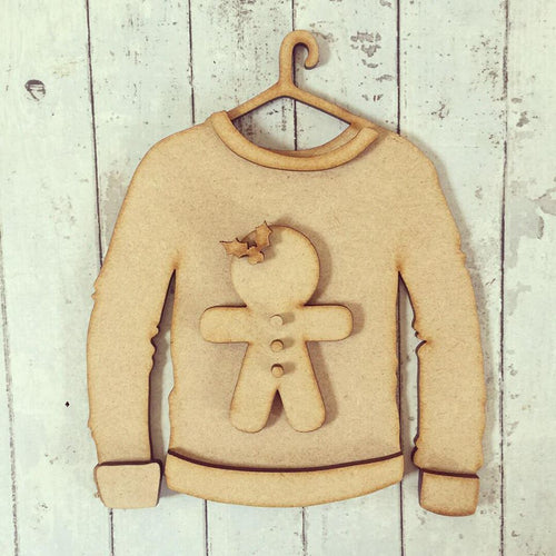 SJ070 - MDF Gingerbread Christmas Jumper - Olifantjie - Wooden - MDF - Lasercut - Blank - Craft - Kit - Mixed Media - UK