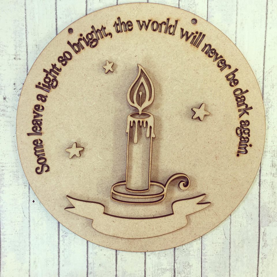 SJ078 - MDF Light So Bright - Candle Plaque - Olifantjie - Wooden - MDF - Lasercut - Blank - Craft - Kit - Mixed Media - UK