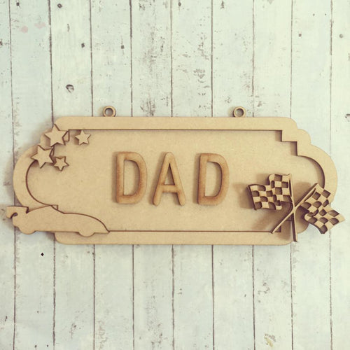 SS067 - MDF Racing Car Theme Personalised Street Sign - Small (6 letters) - Olifantjie - Wooden - MDF - Lasercut - Blank - Craft - Kit - Mixed Media - UK