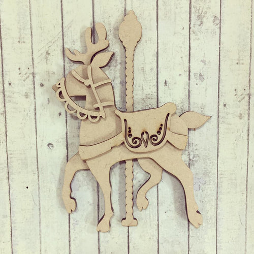 SJ107 - MDF Carousel Reindeer - Olifantjie - Wooden - MDF - Lasercut - Blank - Craft - Kit - Mixed Media - UK