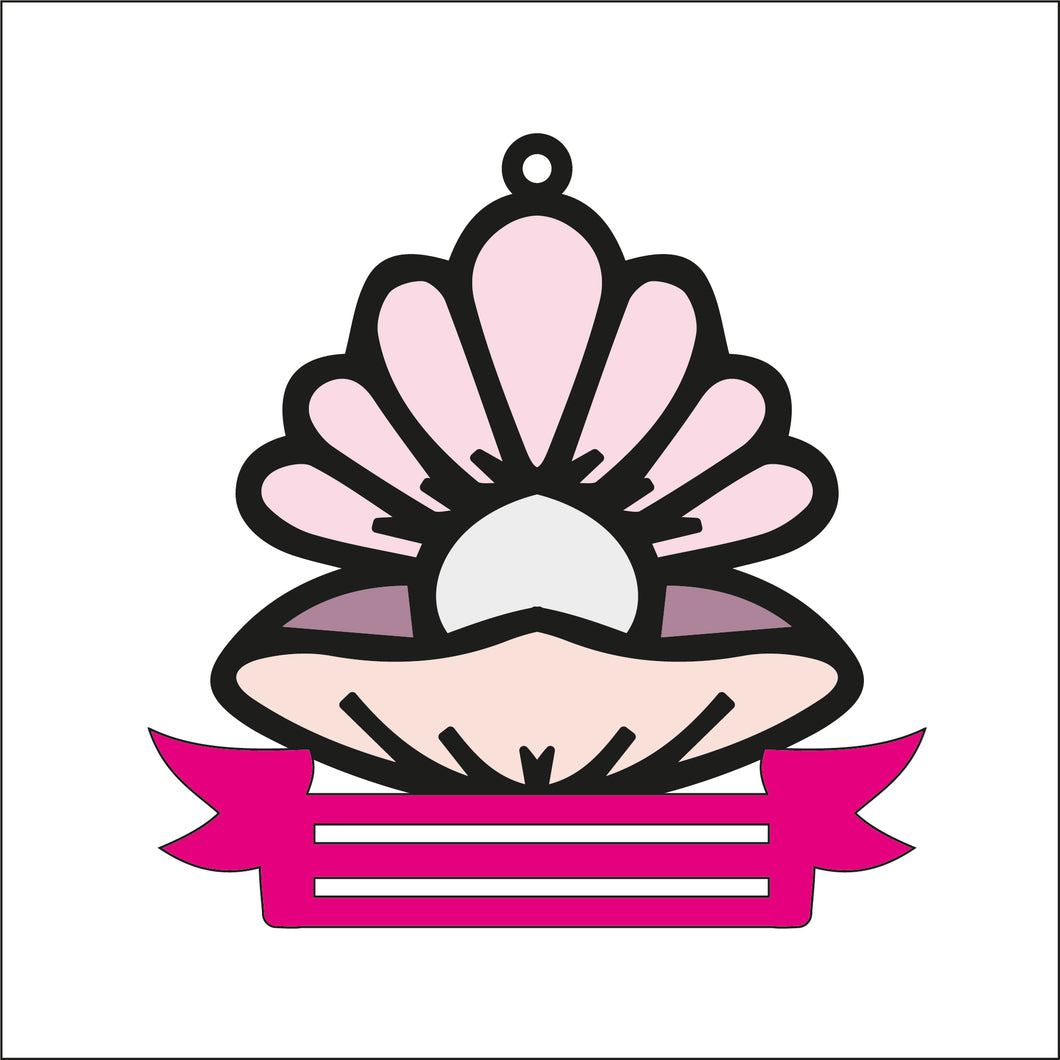 OL2619 - MDF Note Holder - Shell with pearl - with additional banner - Olifantjie - Wooden - MDF - Lasercut - Blank - Craft - Kit - Mixed Media - UK
