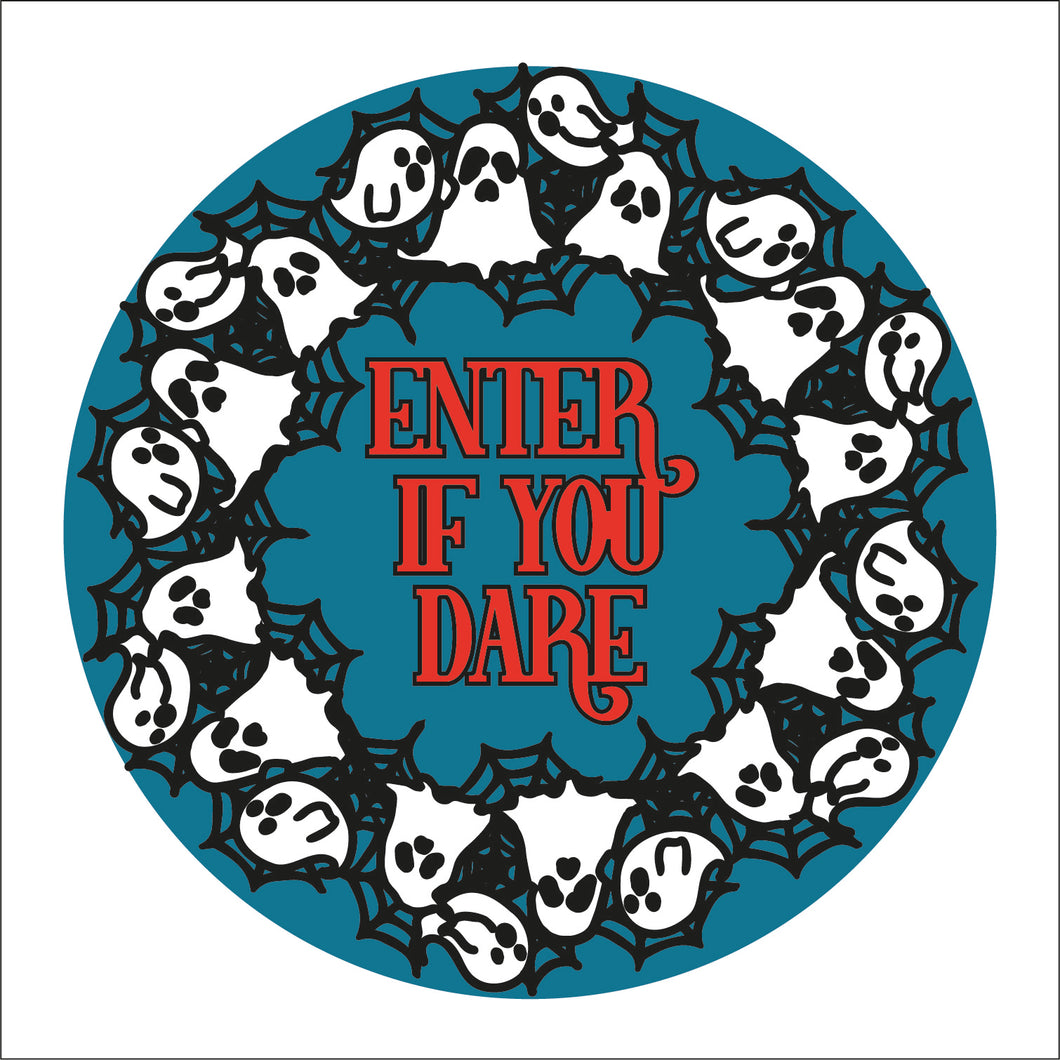 OL2158 - MDF Halloween Doodle Ghosts Wreath With Backing and Wording of choice - Olifantjie - Wooden - MDF - Lasercut - Blank - Craft - Kit - Mixed Media - UK