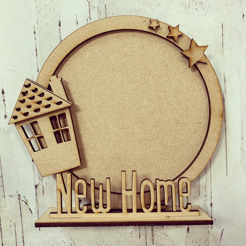 CF014 - MDF House Themed Personalised Freestanding Circular Photo Frame - Olifantjie - Wooden - MDF - Lasercut - Blank - Craft - Kit - Mixed Media - UK