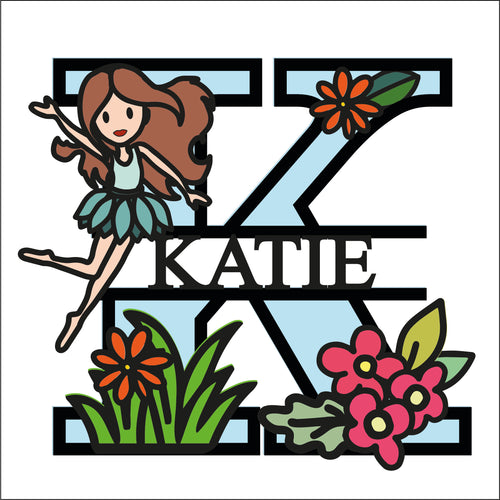 SL101 - Doodle Letter - Flower Fairy Themed Split Layered Wooden Personalised Letter - Olifantjie - Wooden - MDF - Lasercut - Blank - Craft - Kit - Mixed Media - UK