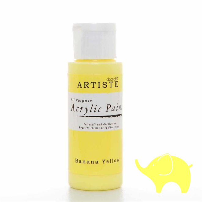 Banana Yellow - Artiste Acrylic Paint 2oz - Olifantjie - Wooden - MDF - Lasercut - Blank - Craft - Kit - Mixed Media - UK