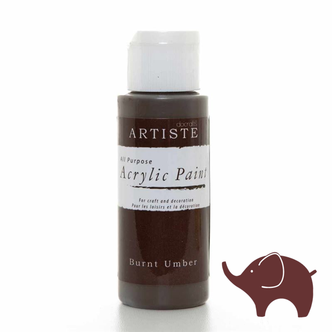 Burnt Umber - Artiste Acrylic Paint 2oz - Olifantjie - Wooden - MDF - Lasercut - Blank - Craft - Kit - Mixed Media - UK