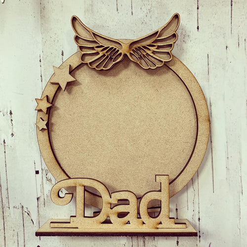 CF008 - MDF Angel Wings Themed Personalised Freestanding Circular Photo Frame - Olifantjie - Wooden - MDF - Lasercut - Blank - Craft - Kit - Mixed Media - UK