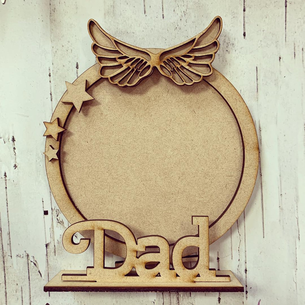 CF008 - MDF Angel Wings Themed Personalised Freestanding Circular Photo Frame - Olifantjie - Wooden - MDF - Lasercut - Blank - Craft - Kit - Mixed Media - UK