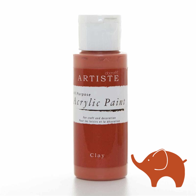 Clay - Artiste Acrylic Paint 2oz - Olifantjie - Wooden - MDF - Lasercut - Blank - Craft - Kit - Mixed Media - UK