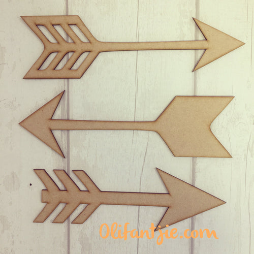 Sale OL174 - MDF Arrows - Set of 3 - Olifantjie - Wooden - MDF - Lasercut - Blank - Craft - Kit - Mixed Media - UK