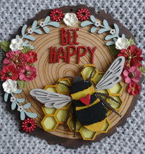 HC097 - MDF Layered ‘Bee Happy’  Plaque - Olifantjie - Wooden - MDF - Lasercut - Blank - Craft - Kit - Mixed Media - UK