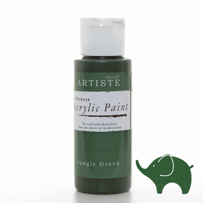 Jungle Green - Artiste Acrylic Paint 2oz - Olifantjie - Wooden - MDF - Lasercut - Blank - Craft - Kit - Mixed Media - UK