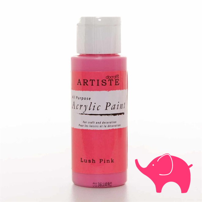 Lush Pink - Artiste Acrylic Paint 2oz - Olifantjie - Wooden - MDF - Lasercut - Blank - Craft - Kit - Mixed Media - UK