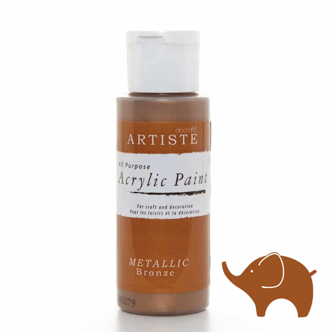 Metallic Bronze - Artiste Acrylic Paint 2oz - Olifantjie - Wooden - MDF - Lasercut - Blank - Craft - Kit - Mixed Media - UK