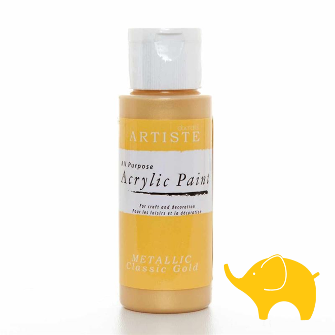 Metallic Classic Gold - Artiste Acrylic Paint 2oz - Olifantjie - Wooden - MDF - Lasercut - Blank - Craft - Kit - Mixed Media - UK