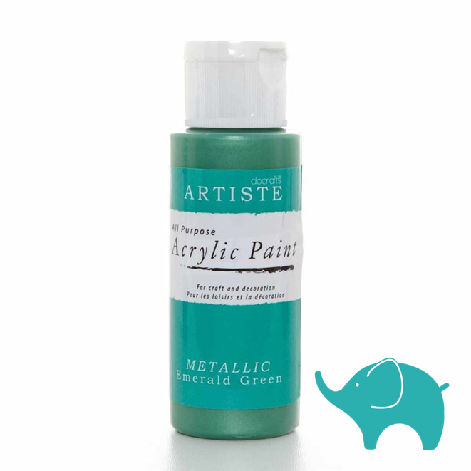 Metallic Emerald Green - Artiste Acrylic Paint 2oz - Olifantjie - Wooden - MDF - Lasercut - Blank - Craft - Kit - Mixed Media - UK