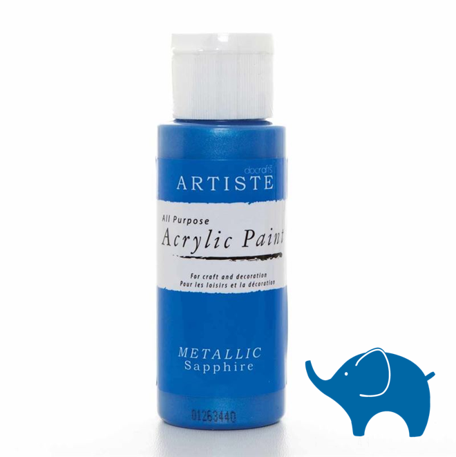 Metallic Sapphire - Artiste Acrylic Paint 2oz - Olifantjie - Wooden - MDF - Lasercut - Blank - Craft - Kit - Mixed Media - UK