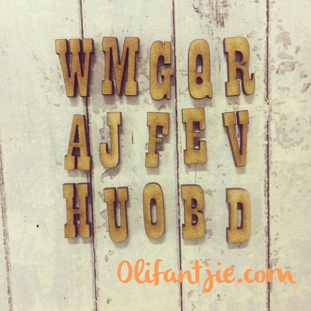 OL013 - MDF Bold Letters - Cowboy Font - Olifantjie - Wooden - MDF - Lasercut - Blank - Craft - Kit - Mixed Media - UK