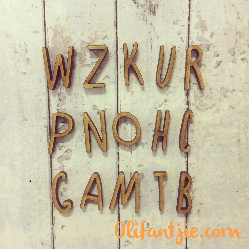 OL130 - MDF Letters - Written Font - Olifantjie - Wooden - MDF - Lasercut - Blank - Craft - Kit - Mixed Media - UK