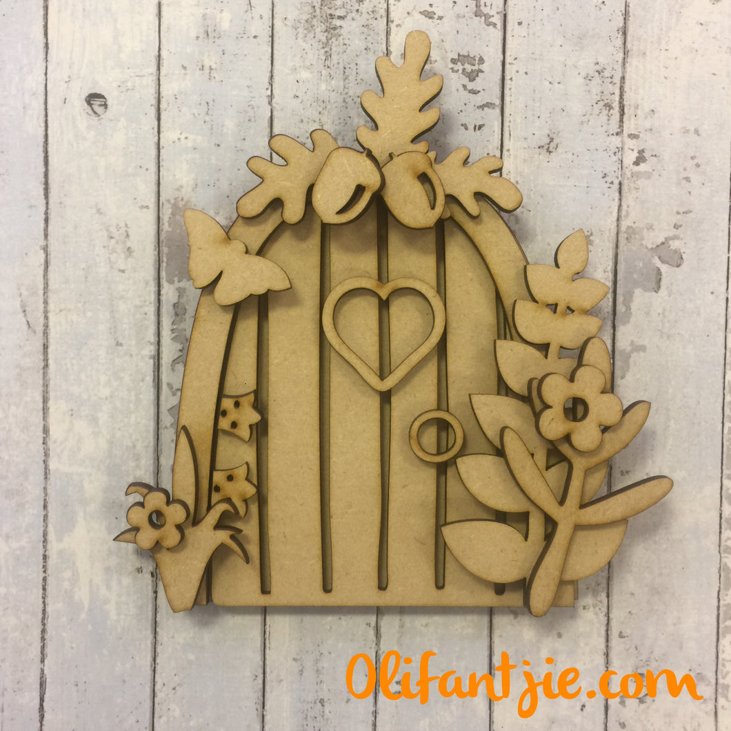 LFD004 - MDF Oak Fairy Door - Olifantjie - Wooden - MDF - Lasercut - Blank - Craft - Kit - Mixed Media - UK