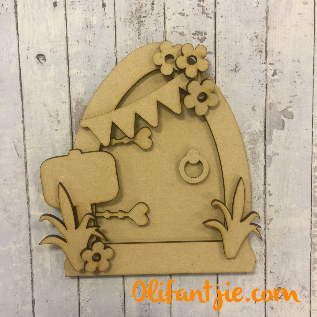 LFD006 - MDF Daisy Fairy Door - Olifantjie - Wooden - MDF - Lasercut - Blank - Craft - Kit - Mixed Media - UK