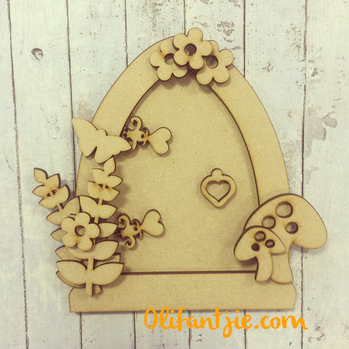 LFD002 - MDF Forest Fairy Door - Olifantjie - Wooden - MDF - Lasercut - Blank - Craft - Kit - Mixed Media - UK