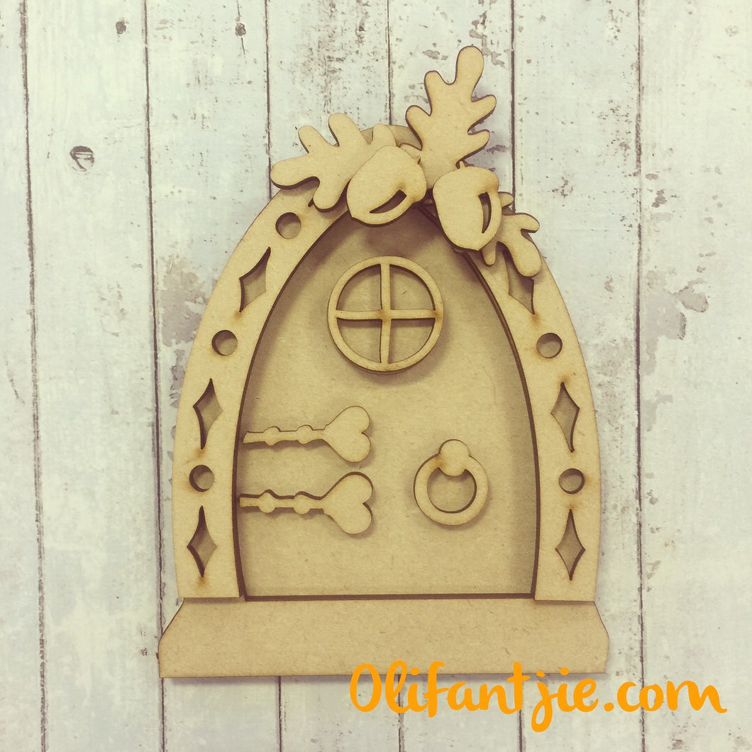 LFD008 - MDF Woodland Fairy Door - Olifantjie - Wooden - MDF - Lasercut - Blank - Craft - Kit - Mixed Media - UK