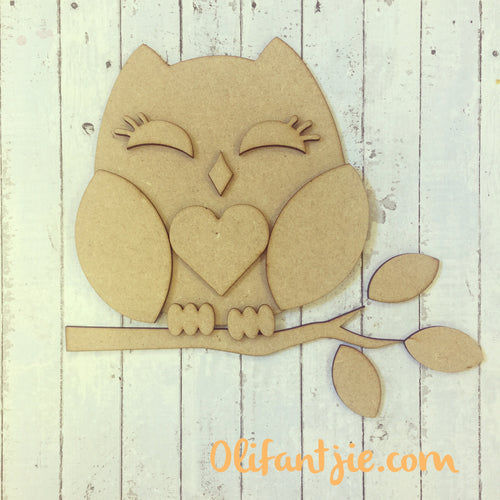Sale OL075 - MDF Female Owl - Olifantjie - Wooden - MDF - Lasercut - Blank - Craft - Kit - Mixed Media - UK