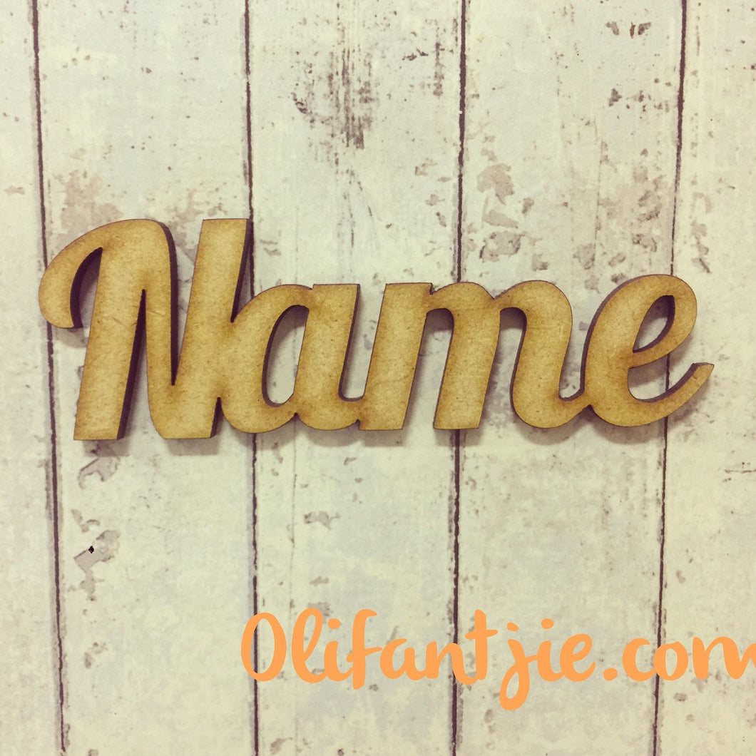 FN001 - MDF Sleek Font Name - Olifantjie - Wooden - MDF - Lasercut - Blank - Craft - Kit - Mixed Media - UK