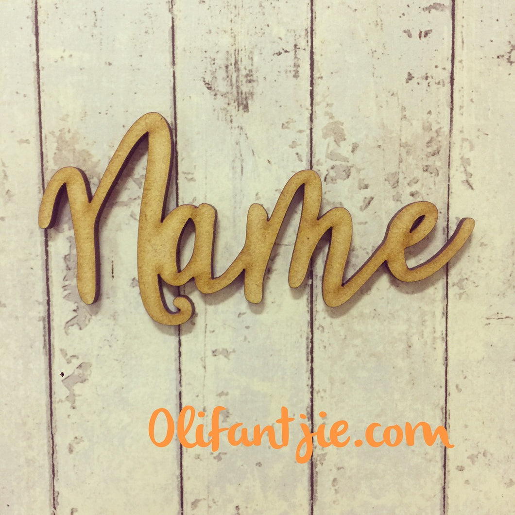 FN004 - MDF Hand Brush Font Name - Olifantjie - Wooden - MDF - Lasercut - Blank - Craft - Kit - Mixed Media - UK