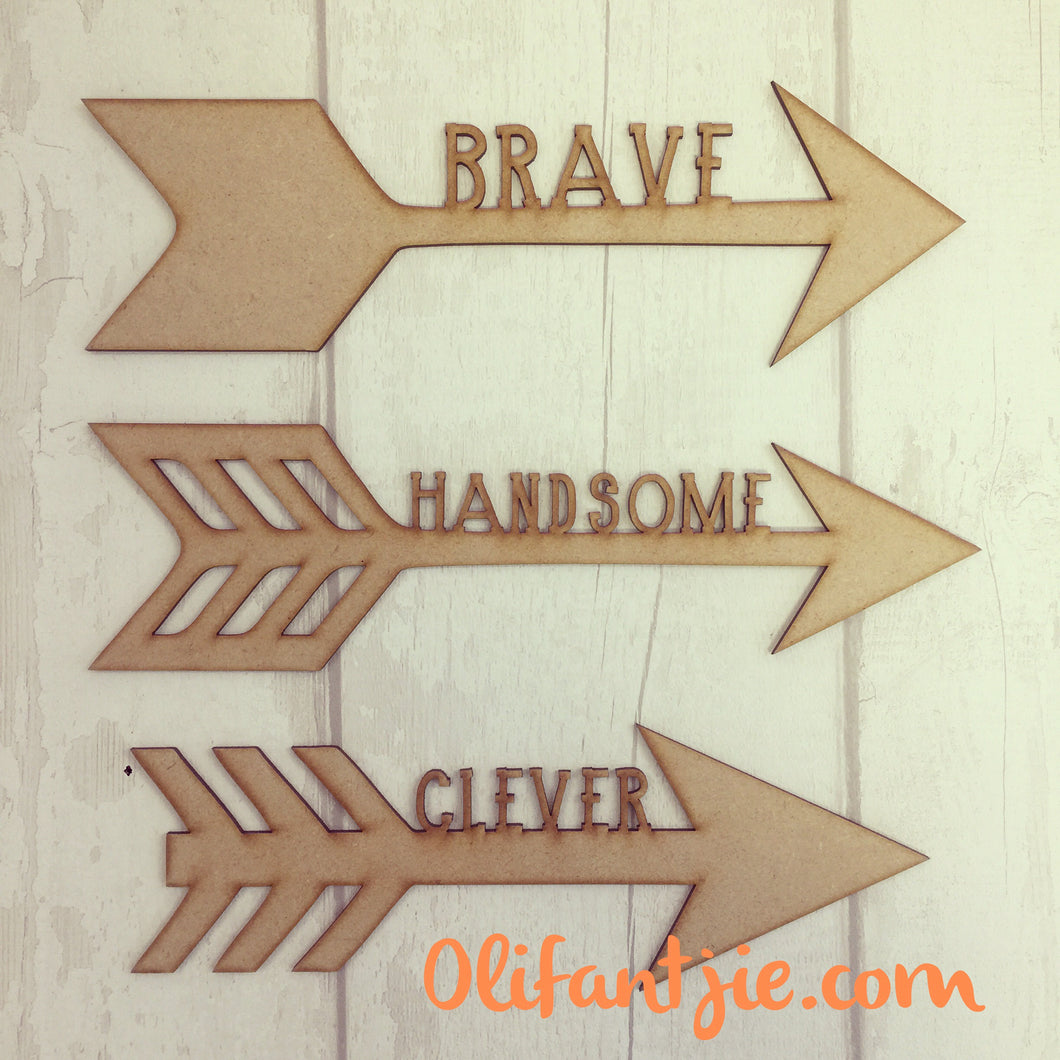 Sale OL175 - MDF Arrows with Wording - Set of 3 - Olifantjie - Wooden - MDF - Lasercut - Blank - Craft - Kit - Mixed Media - UK