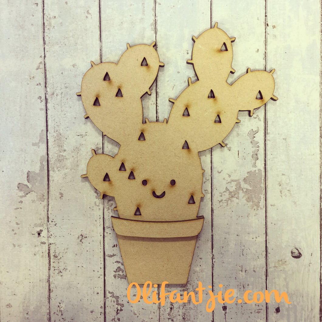 Sale OL167 - MDF Rounded Cactus - Olifantjie - Wooden - MDF - Lasercut - Blank - Craft - Kit - Mixed Media - UK