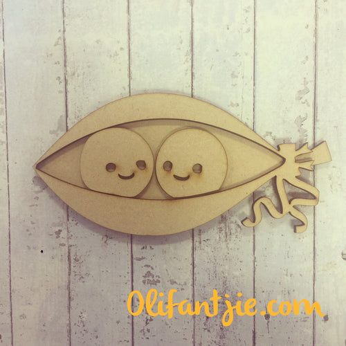 OL140 - MDF Peas in a Pod - Olifantjie - Wooden - MDF - Lasercut - Blank - Craft - Kit - Mixed Media - UK