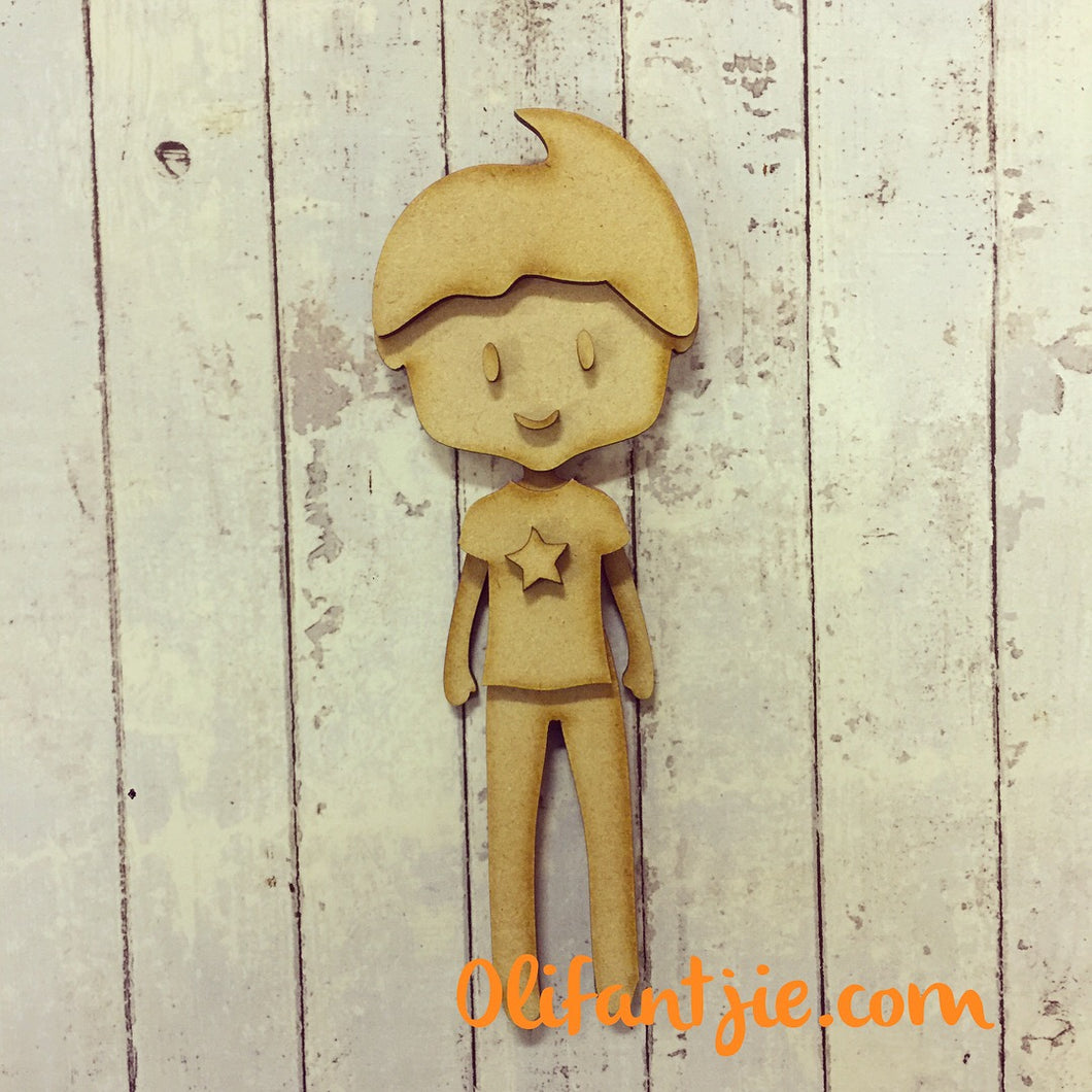 Sale OL015 - MDF Boy Quiff Hair Figurine - Set 23 - Olifantjie - Wooden - MDF - Lasercut - Blank - Craft - Kit - Mixed Media - UK