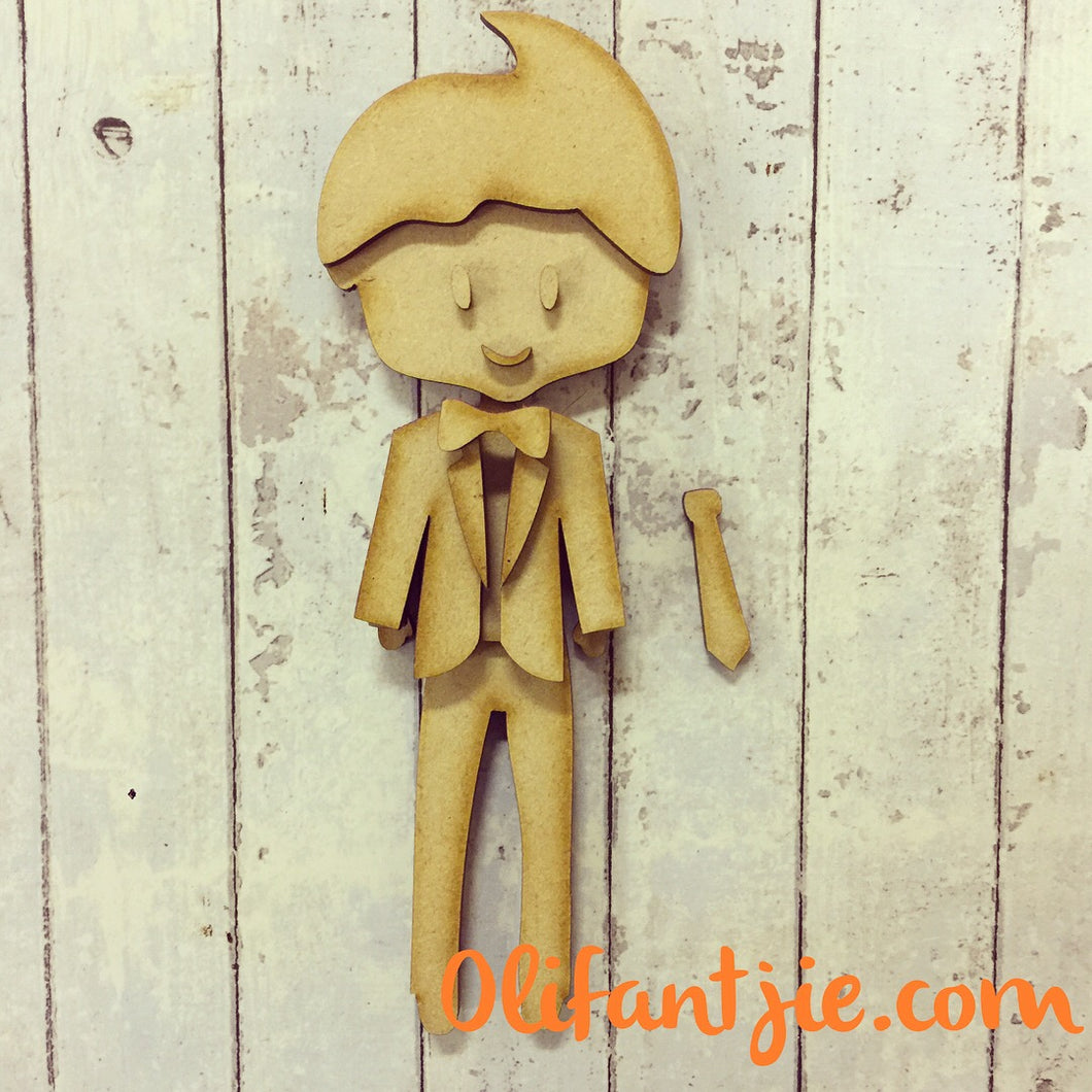 Sale OL119 - MDF Male Suit Quiff Groom Prom Figurine - Set 25 - Olifantjie - Wooden - MDF - Lasercut - Blank - Craft - Kit - Mixed Media - UK