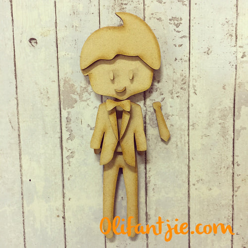 OL121 - MDF Male Tuxedo Quiff Groom Prom Figurine - Set 55 - Olifantjie - Wooden - MDF - Lasercut - Blank - Craft - Kit - Mixed Media - UK